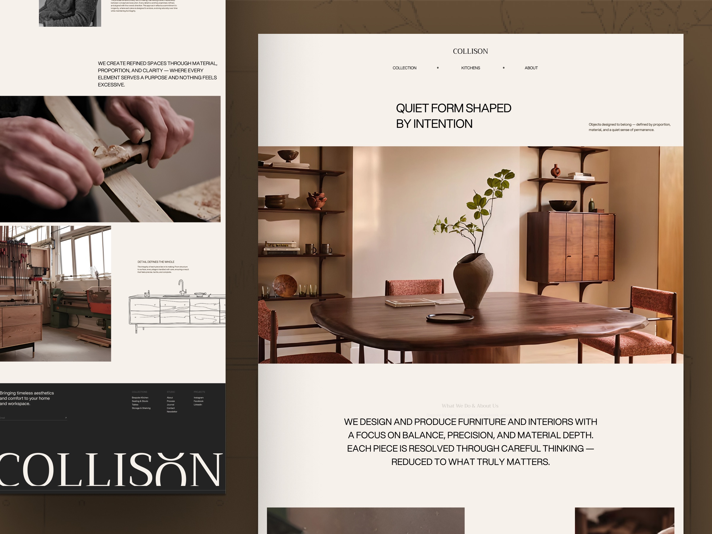 Collinson— Clean Minimalist Furniture Company Website About Page