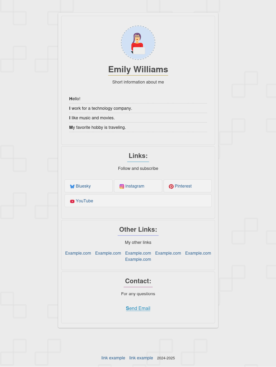 About me page (website template, screenshot) about css html page screenshot site template ui ux webdev webdevelopment website