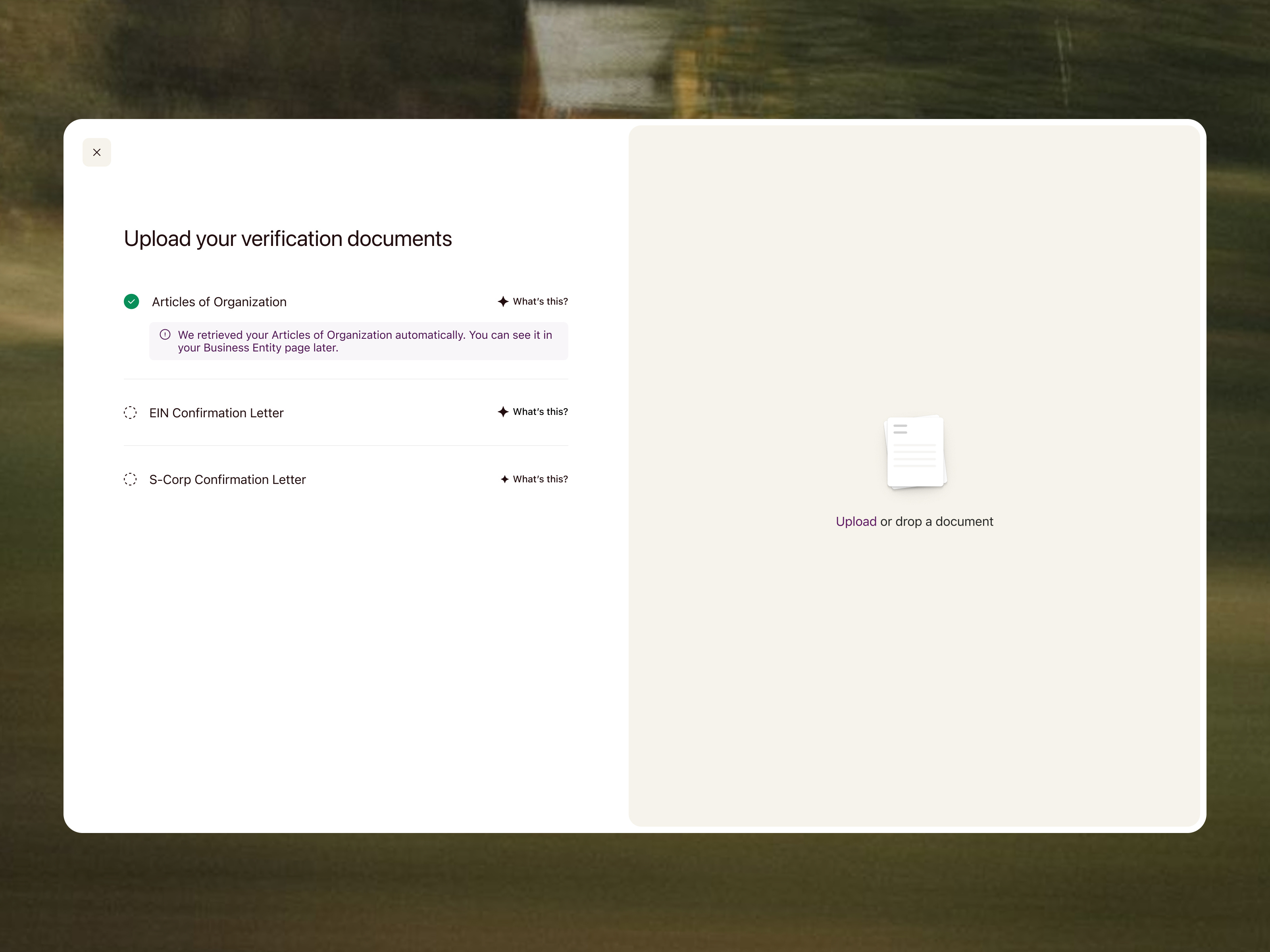 Upload modal