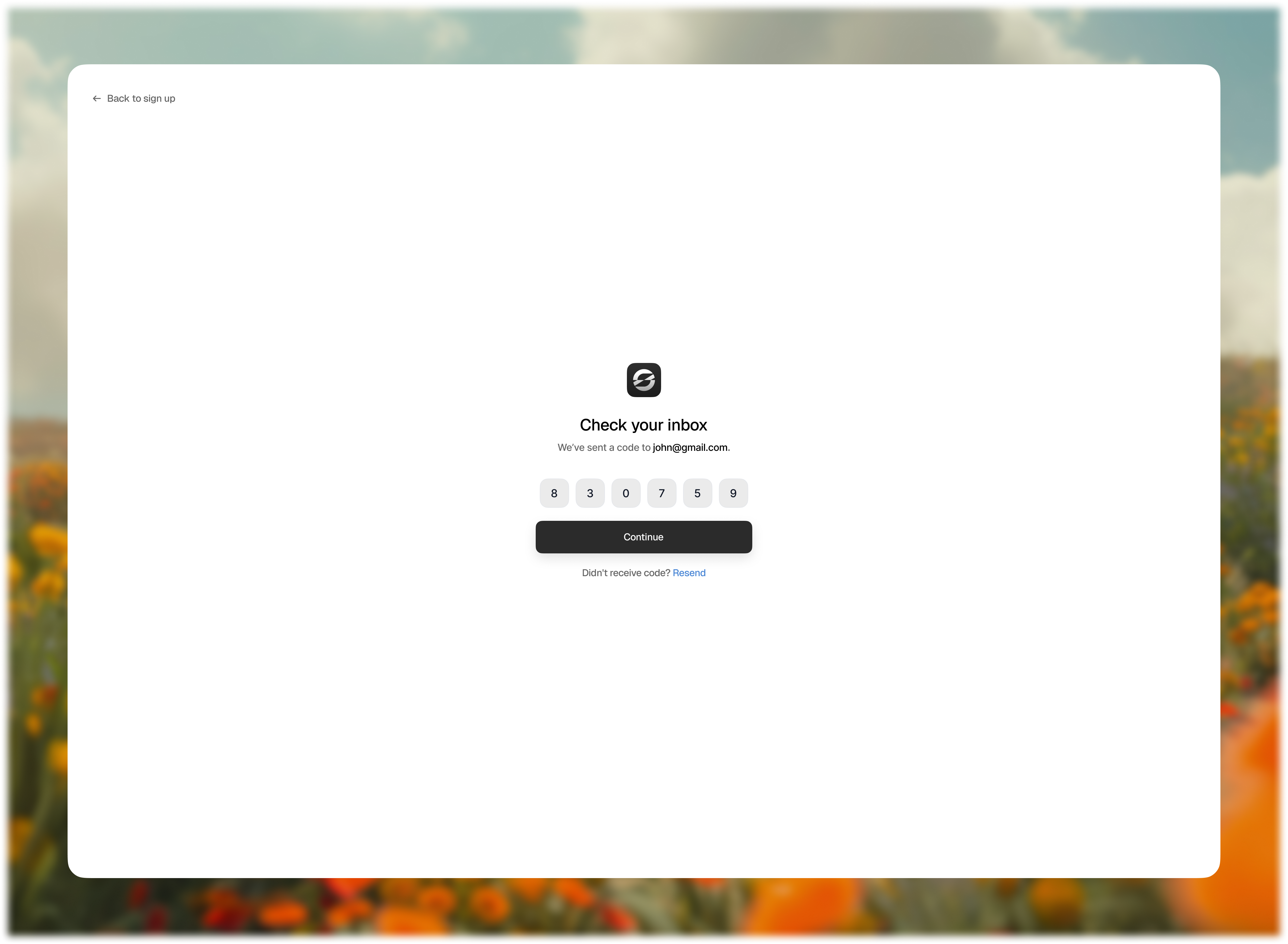 Verification page UI