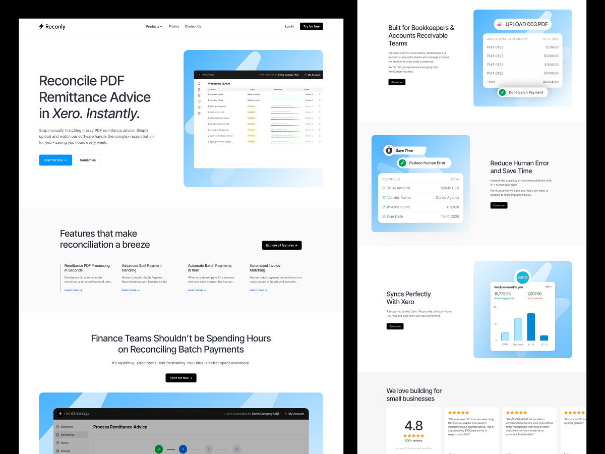 SaaS Landing Page for Finance Automation & Reconciliation