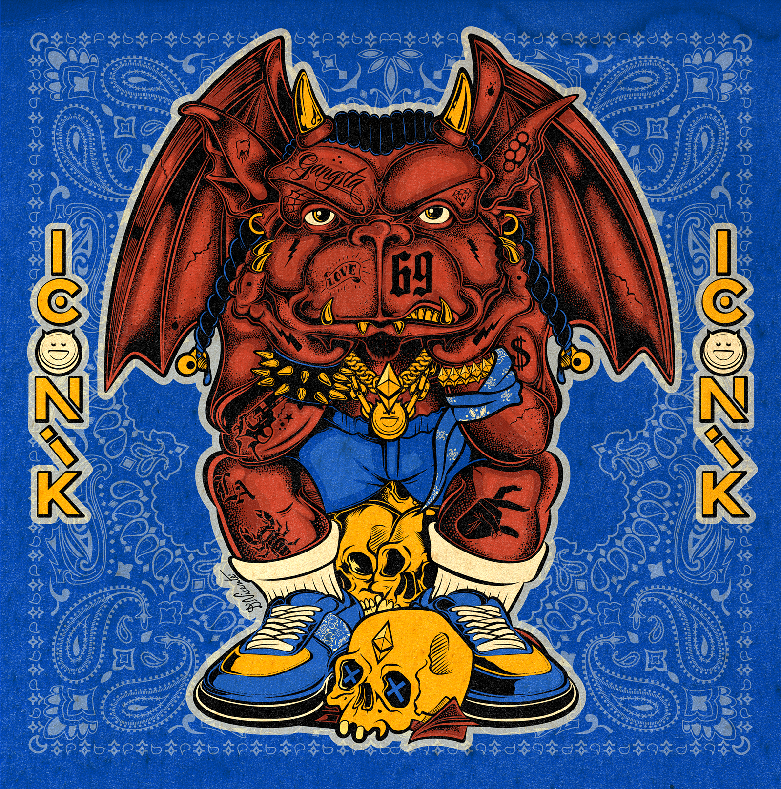 TEEN GARGOYLE #02 – CREED SIDE blue gang cartoon art character design color illustration creature design creed gargoyle david vicente digital art gargoyle illustration inking los angeles style lowbrow art pop culture art retro style street art style street culture teenage gargoyle urban fantasy weird art