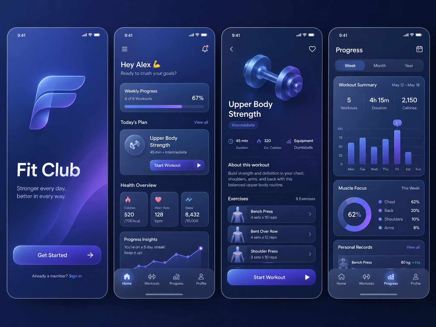 Fit Club – Fitness App UI Design