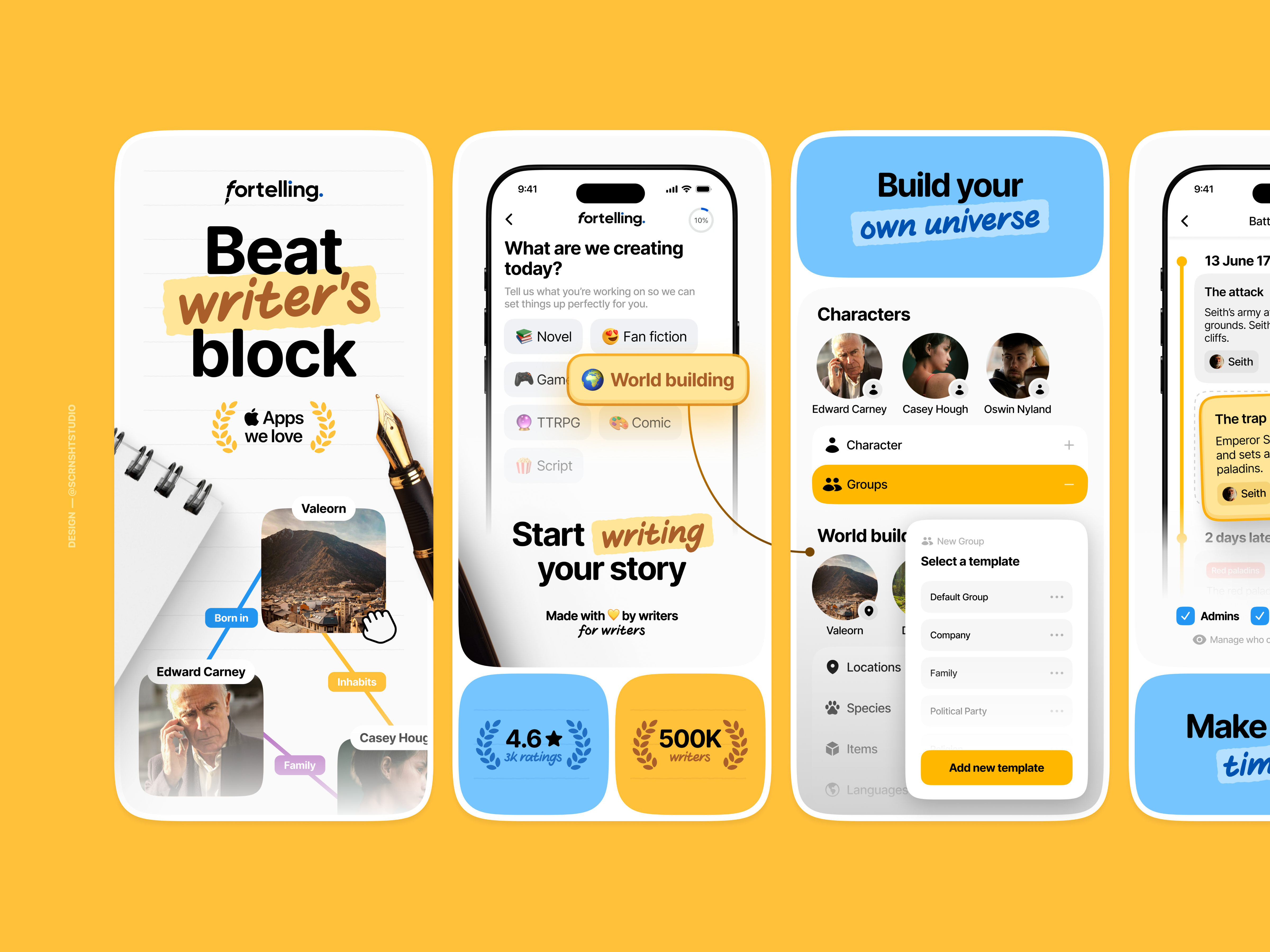App Store Screenshots (App Store Preview)⎜Fortelling app design app interface app screenshot design app screenshots app store app store preview app store screenshot app store screenshots app store visuals design graphic design mobile app mobile app design mobile app ui mobile ui ui design ui ux design visual design