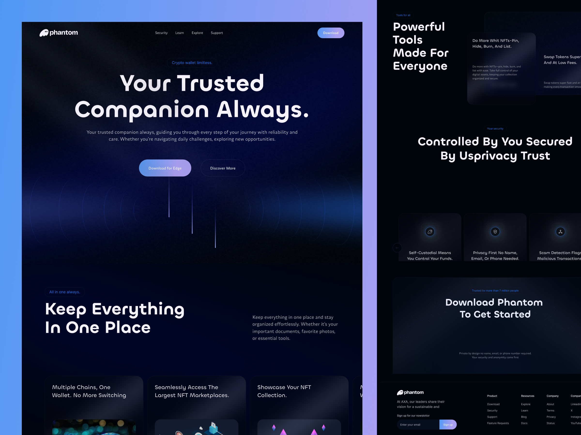 Web3 Wallet UI – Crypto SaaS Website Design blockchain crypto crypto wallet dark ui fintech ui product saas website ui ux wallet ui web web3 website