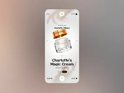 Skincare App UI — Product Page Animation app design beauty beauty app ecommerce ecommerce app interaction design interface design ios micro interactions mobile app mobile app design mobile ui motion design online shopping product design product page skincare skincare app ui animation ui ux
