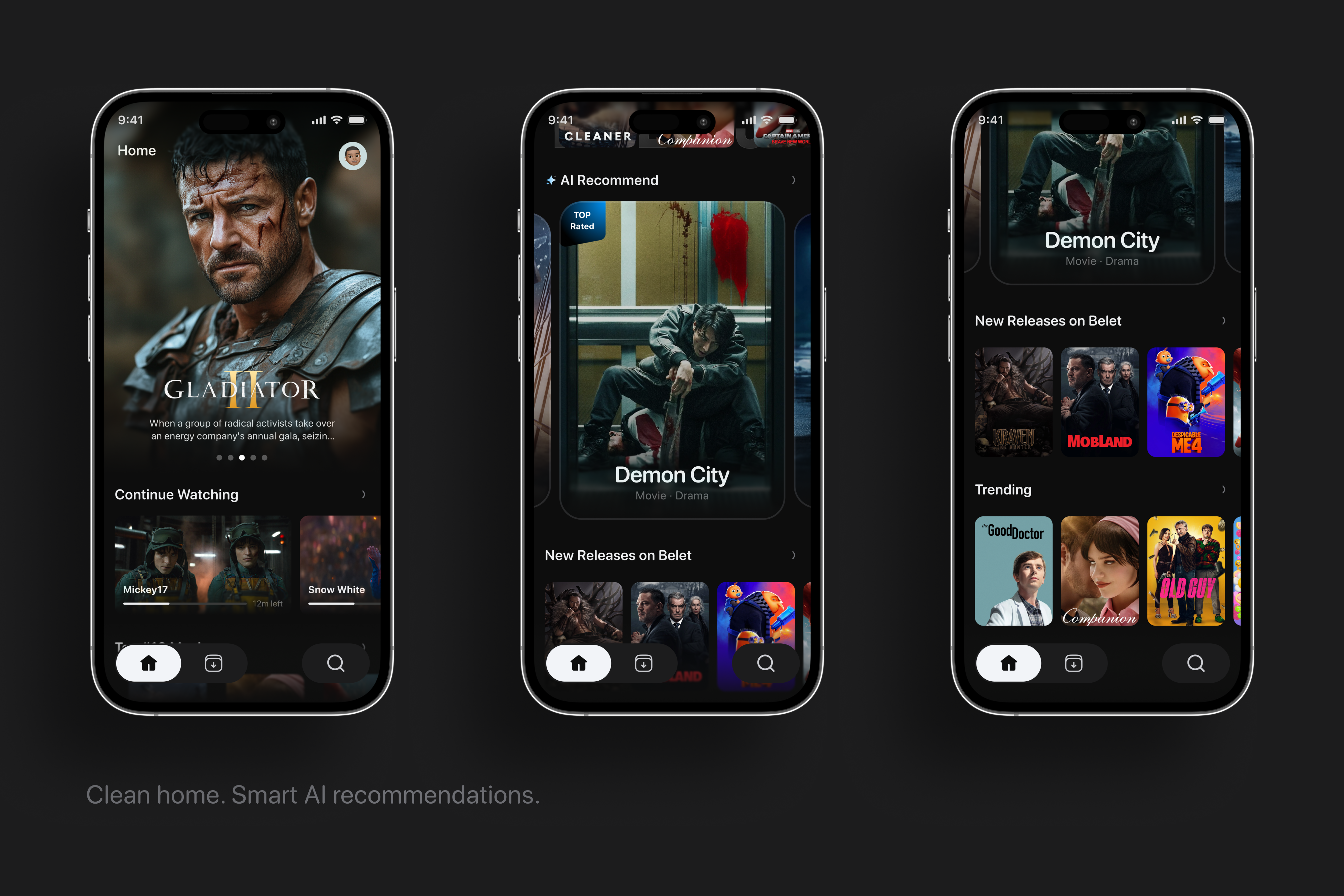 AI-Powered Home — Home Screen - Streaming app