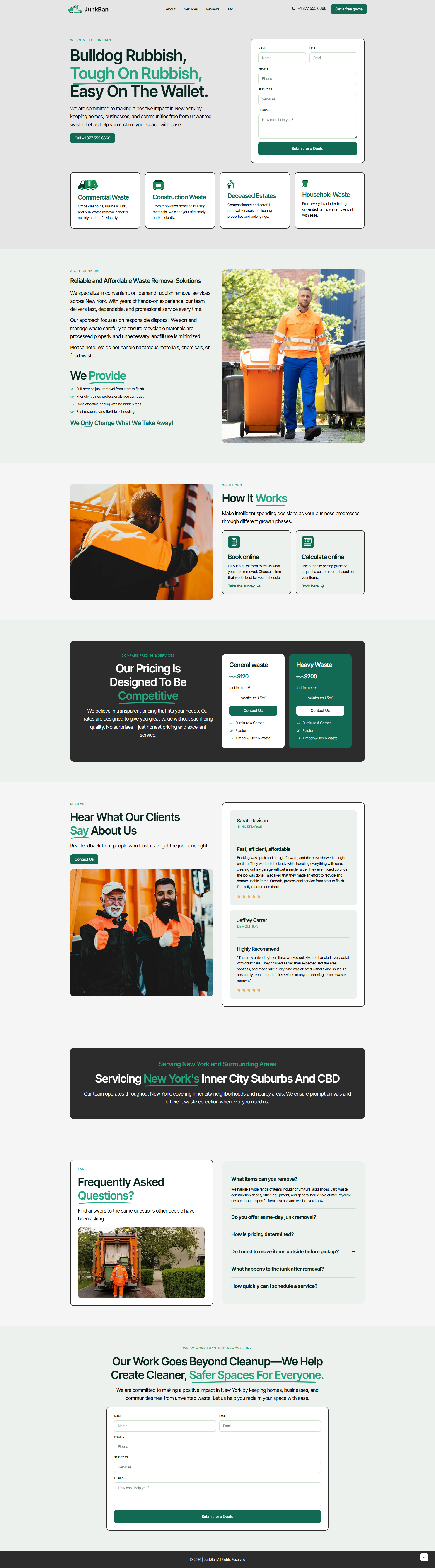 JunkBan – Junk Removal Lead Generation Landing Page junk removal designs junk removal logo junkcleaner removal themes