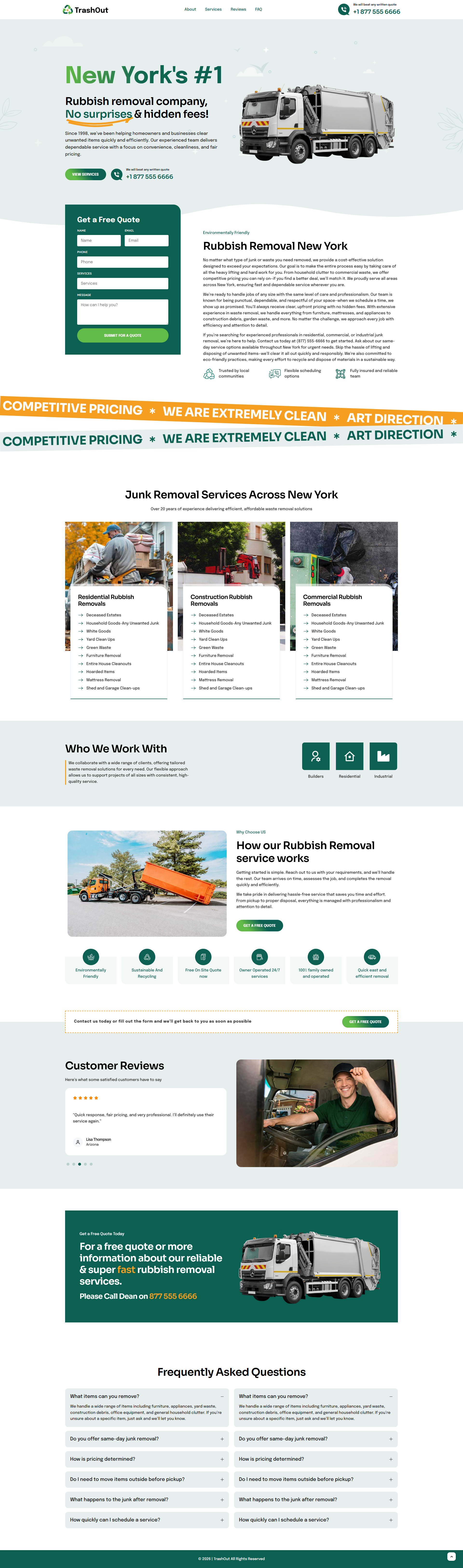 TrashOut – Junk Removal Lead Generation Landing Page junk removal designs junkcleaner themes