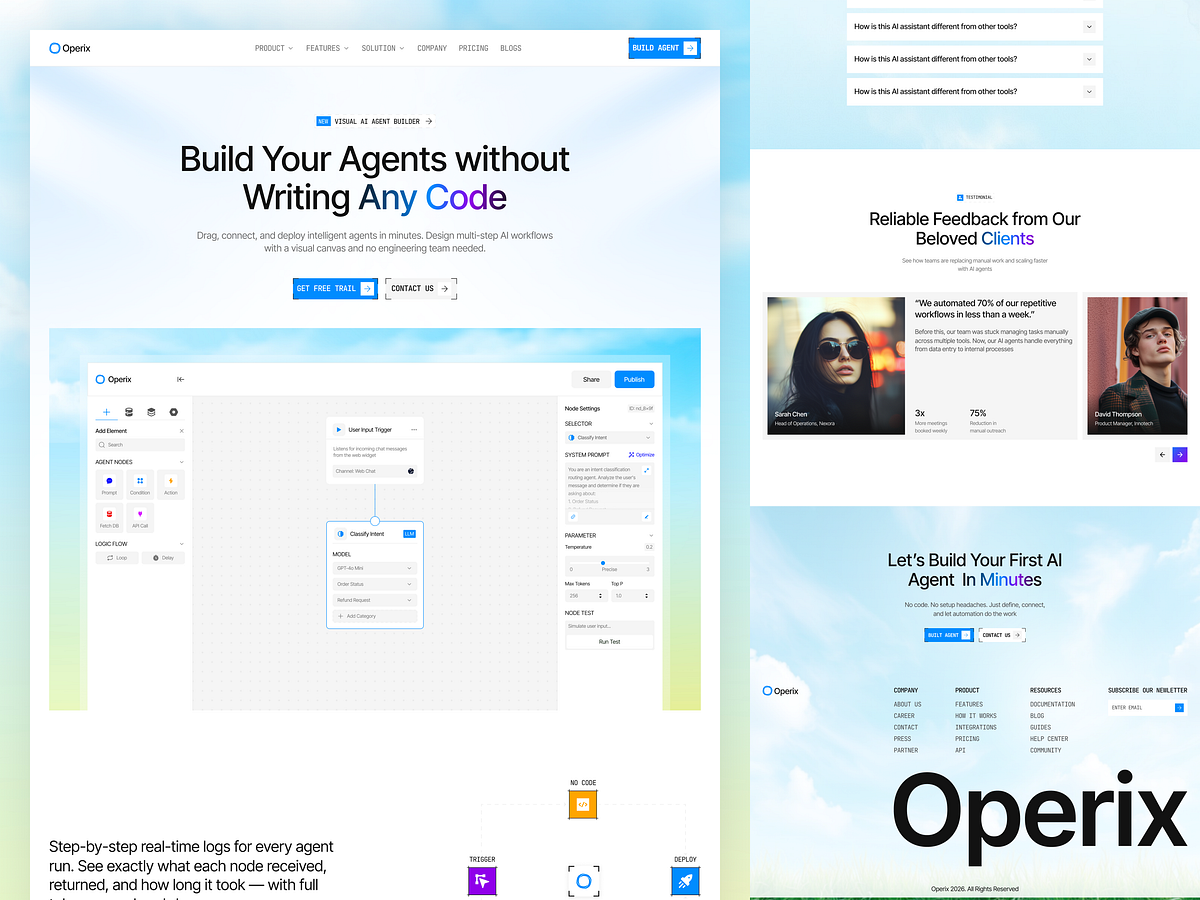 AI Agent Builder Saas Landing Page UI