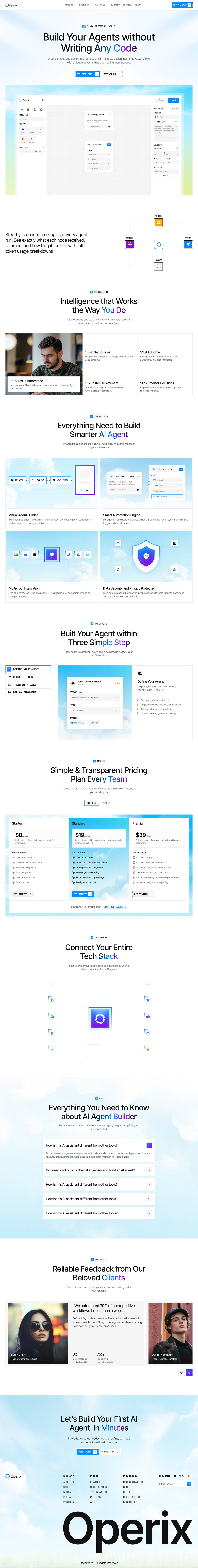 AI Agent Builder Saas Landing Page UI Image 0