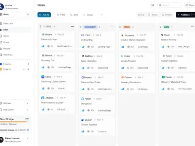 Modern CRM Sales Dashboard UI b2b crm dashboard dashboard fintech interface mobile interface design modern ui product design sales management dashboard service shipping startup ui uiux web