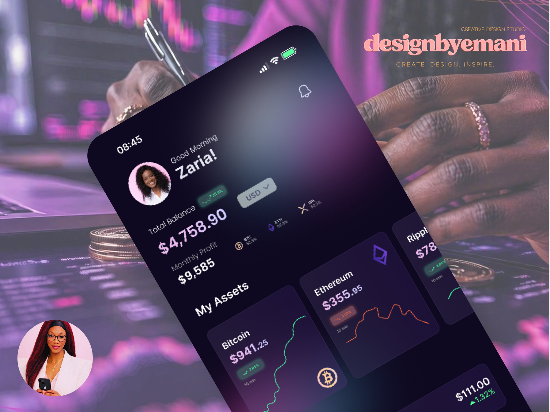 VYRA: Crypto Portfolio & Market Tracker 💜✨📱 apps crypto design ios mobile app ui ui design