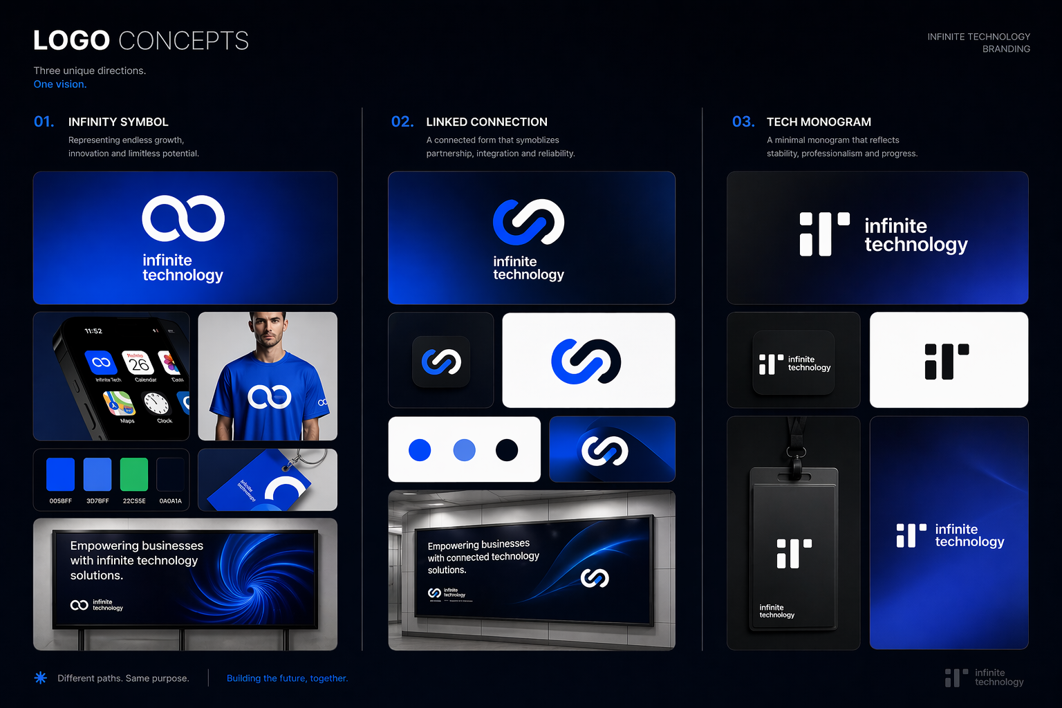 Exploring different logo directions for a tech brand.