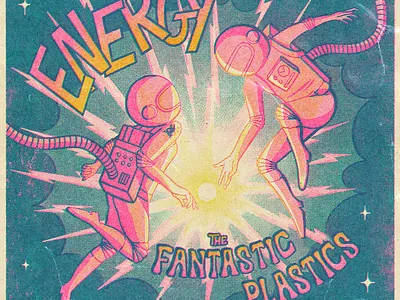 Energy comic illustration lettering music