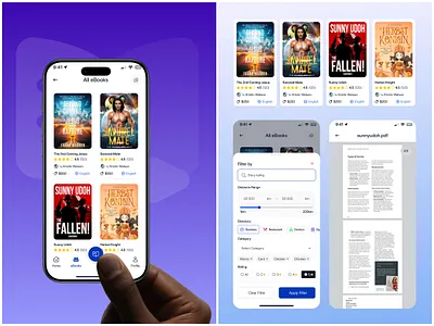 eBook Mobile App — UI/UX Design app design book app clean ui digital reading ebook figma minimal design mobile app mobile ui modern ui reading app ui design uiux ux design