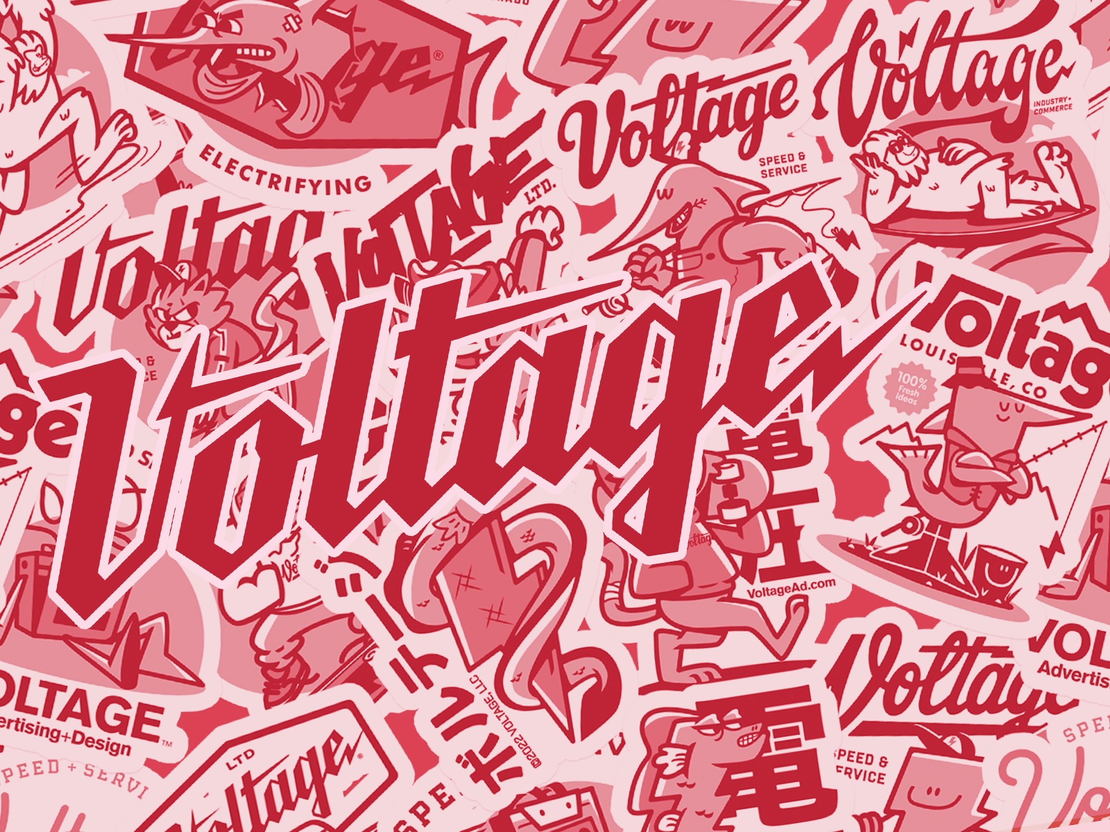 Voltage Pattern art branding character design fishing graphic design logo pattern print red texture