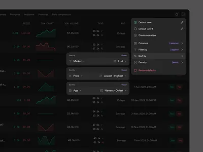 Table filters - 2/4 design product design ui ui design