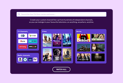 Search for TV, Films, Series, and more... app ui branding clean ui design figma films graphic design homepage illustration landing page movies naim has radio channels search bar search box tv channels ui vector website ui