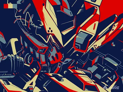 Retro Vidar aesthetic apparel fanart gundam illustration mecha poster retro vidar vintage