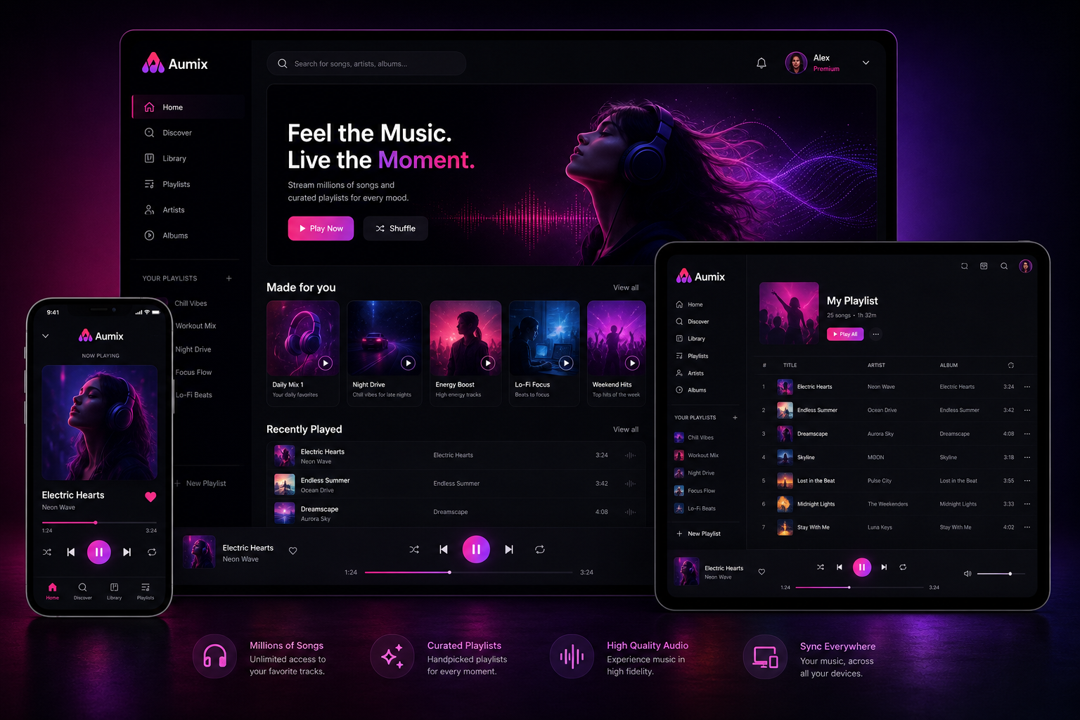Example of Aumix Music App Logo & Brand Identity .