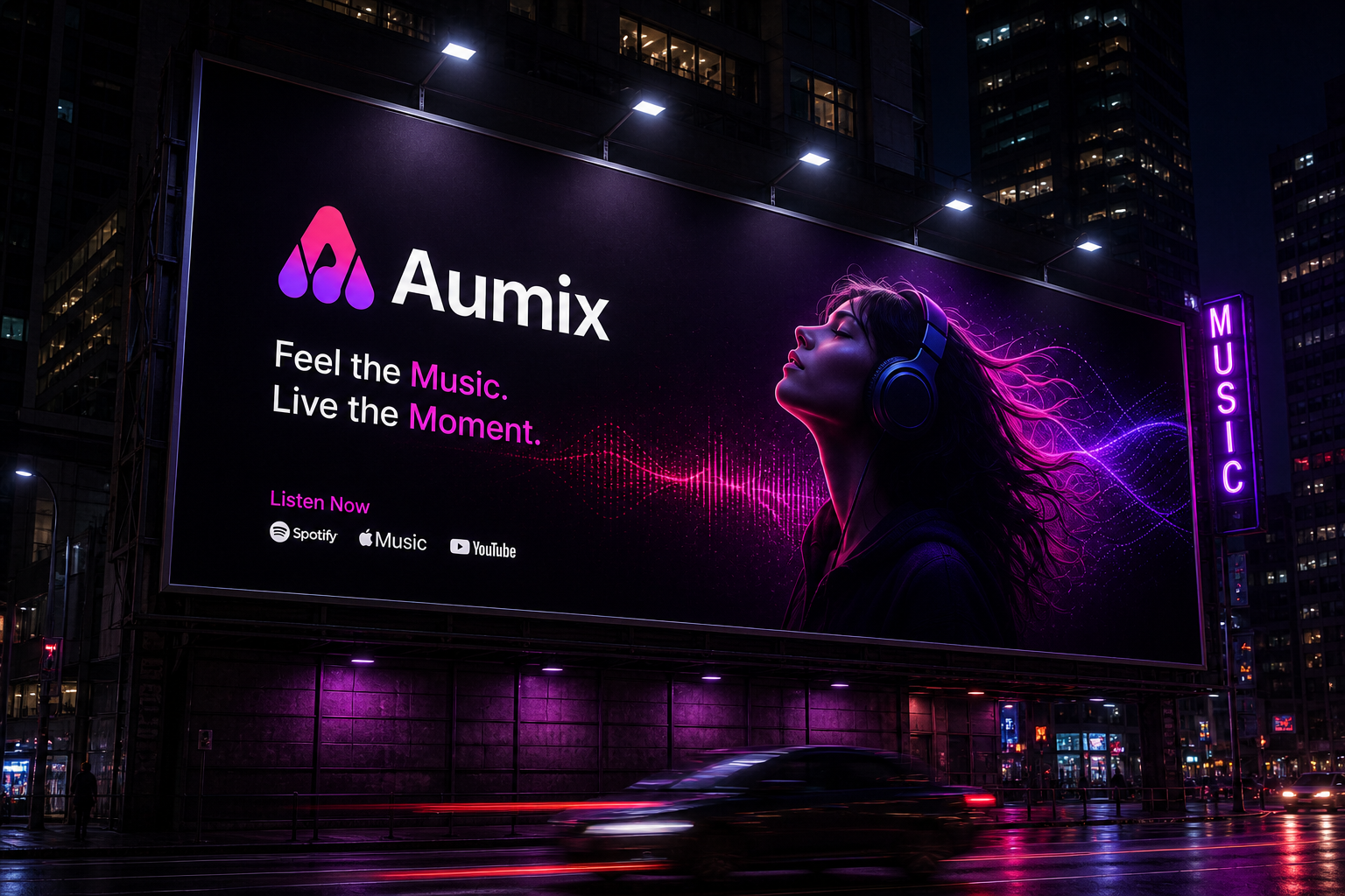 Example of Aumix Music App Logo & Brand Identity .