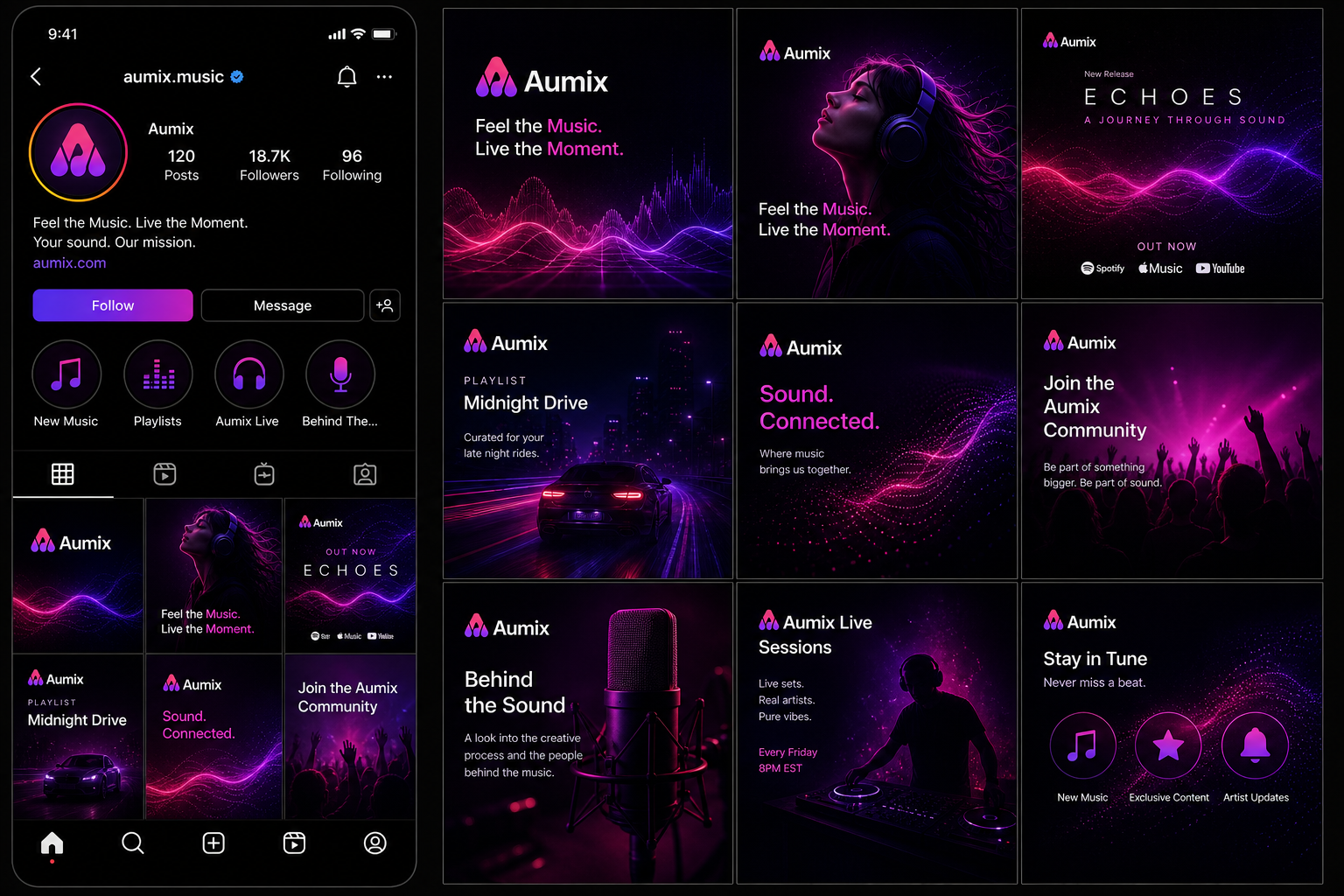 Example of Aumix Music App Logo & Brand Identity .
