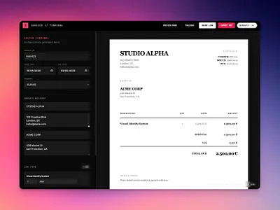 Invoice Terminal web app app app design app icon branding creators design graphic design illustration invoice app logo product design responsive design ui ux web app web browser