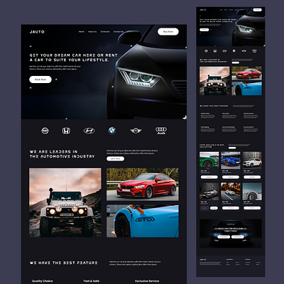 Jauto Cars app car design landingpage product productdesign rentals ui uiux web design website