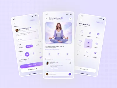 AI-Powered Mental Health Community App ai powered ai powered mental health app app design clean ui community app mental health mental health design mindfulness mobile app post design ui design ux design wellness app