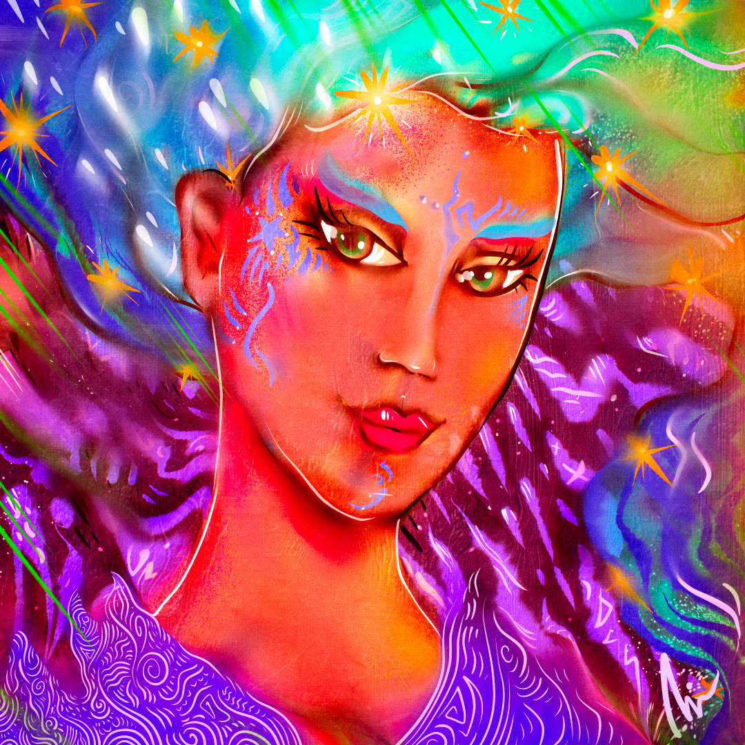 "Glittering" art branding cartoon color pencil comic cover design draw dream fashion girl glitter illustration music portrait tattoo water ink woman