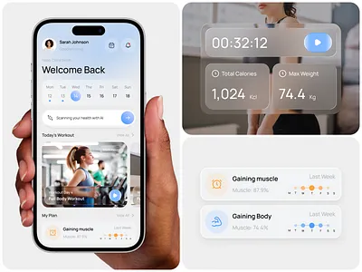Fitness Tracker App app app design cardio design fitness fitness app fitness goals flat graph gym mobile mobile app mobile design pastel sport wellness workout yoga