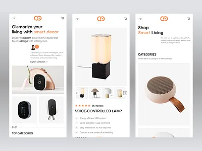 Ecommerce Mobile User Interface app design clean design ecommerce ecommerce app figma design home app home control app home decor lifestyle app minimal mobile app mobile ui modern responsive design shopping app smart home smart living uiux web
