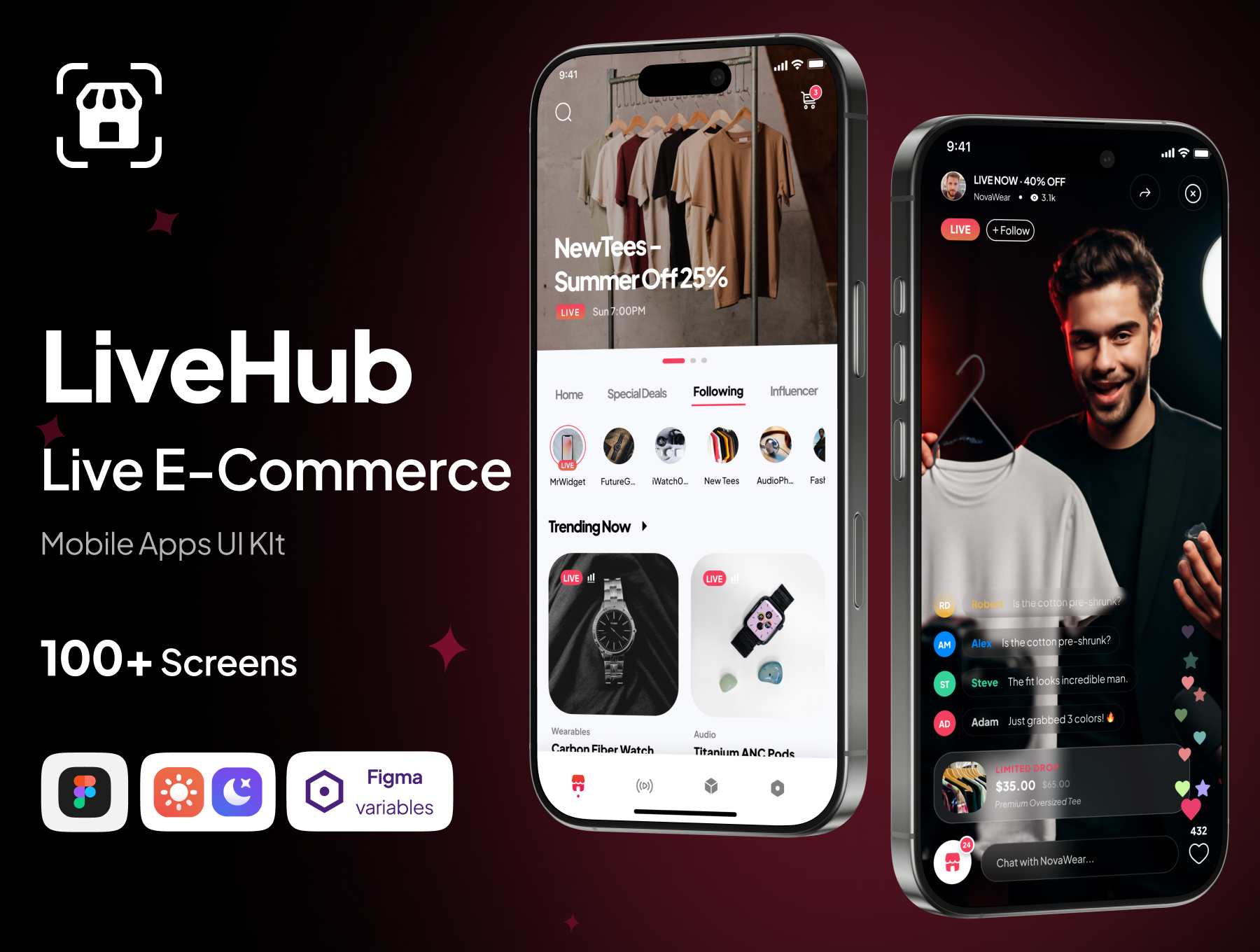 Live E-Commerce UI Kit e commerce figma ios live live e commerce live shopping live streaming livehub mobile apps mobile ui kit premium store ui kit