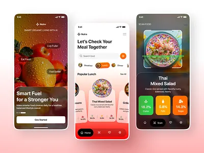 Mobile App for Nutrition app ui figma food app health fitness ios app mobile ui mobileapp nutrition app product design ui design ui inspiration uiux user interface wellness app