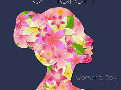 Happy Women's Day 8 march bouquet bright celebration design flowers fresh graphic design illustration international womens day plumeria postcard spring tropical flower vector woman