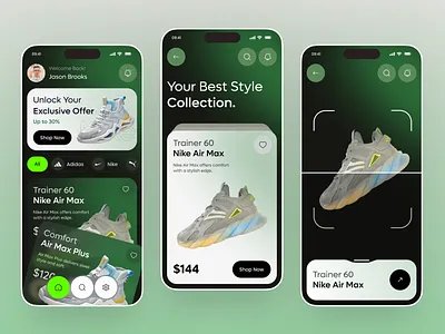 Modern Sneaker E-commerce App UI/UX | Mobile Shopping Experience app app design app ui dark ui design e shop ecommerce ecommerce app mobile app modern ui nike app online shop product design shasanko creations shoe store app shoes mobile app shop shopping shopping cart sneaker app