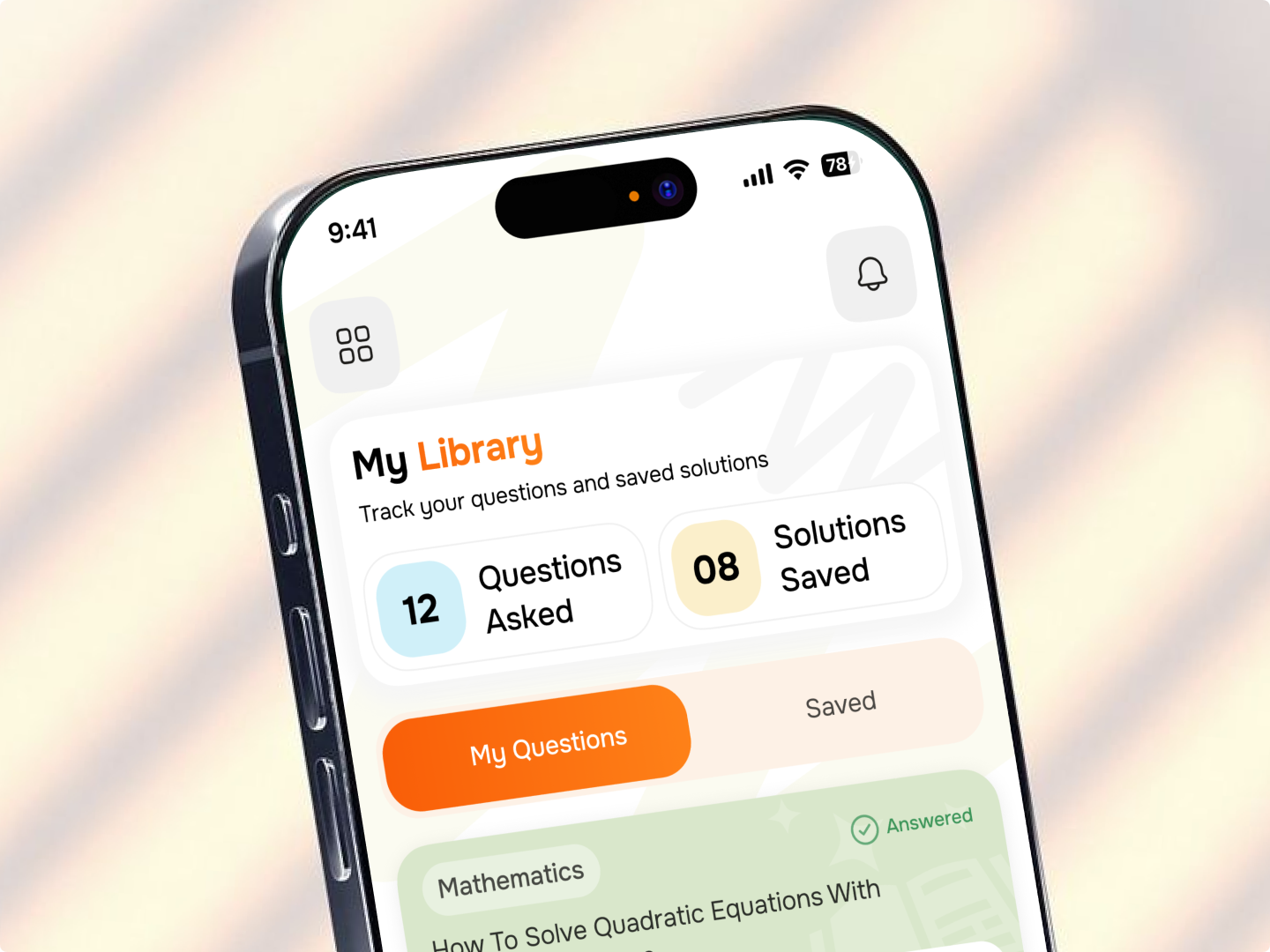 AI Study App – My Library Dashboard Mobile UI ai app app ui design dashboard ui edtech education app figma design mobile app design mobile ui product design saas design startup app ui designer ui ux designer user interface