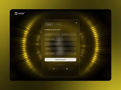 Xora™ Sign Up/Sign In Page UI Design animation authentication branding crypto darkui dashboard fintech glassmorphism login loginflow minimal productdesign saas signup ui uiux userinterface uxdesign webdesign xora