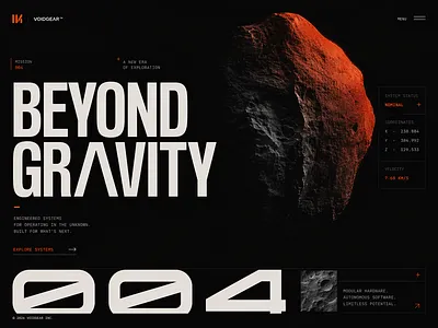 Space Tech Landing Page Brutalist Typography 3d aerospace brutalism dark mode dark theme dark ui dashboard futuristic hud interface landing page layout sci fi space technology typography ui user interface web design website