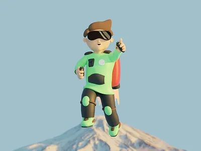 A boy in 2050 3d animation blender branding colorful figma graphic design jetpack new york newyork ui