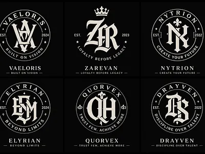 Luxury Streetwear Monogram Logo Collection apparel badge blackletter branding clothingbrand emblem fashion gothic graphicdesign logo luxury luxurylogo minimalist modernlogo monogram streetwear typography urbanfashion vector vintage