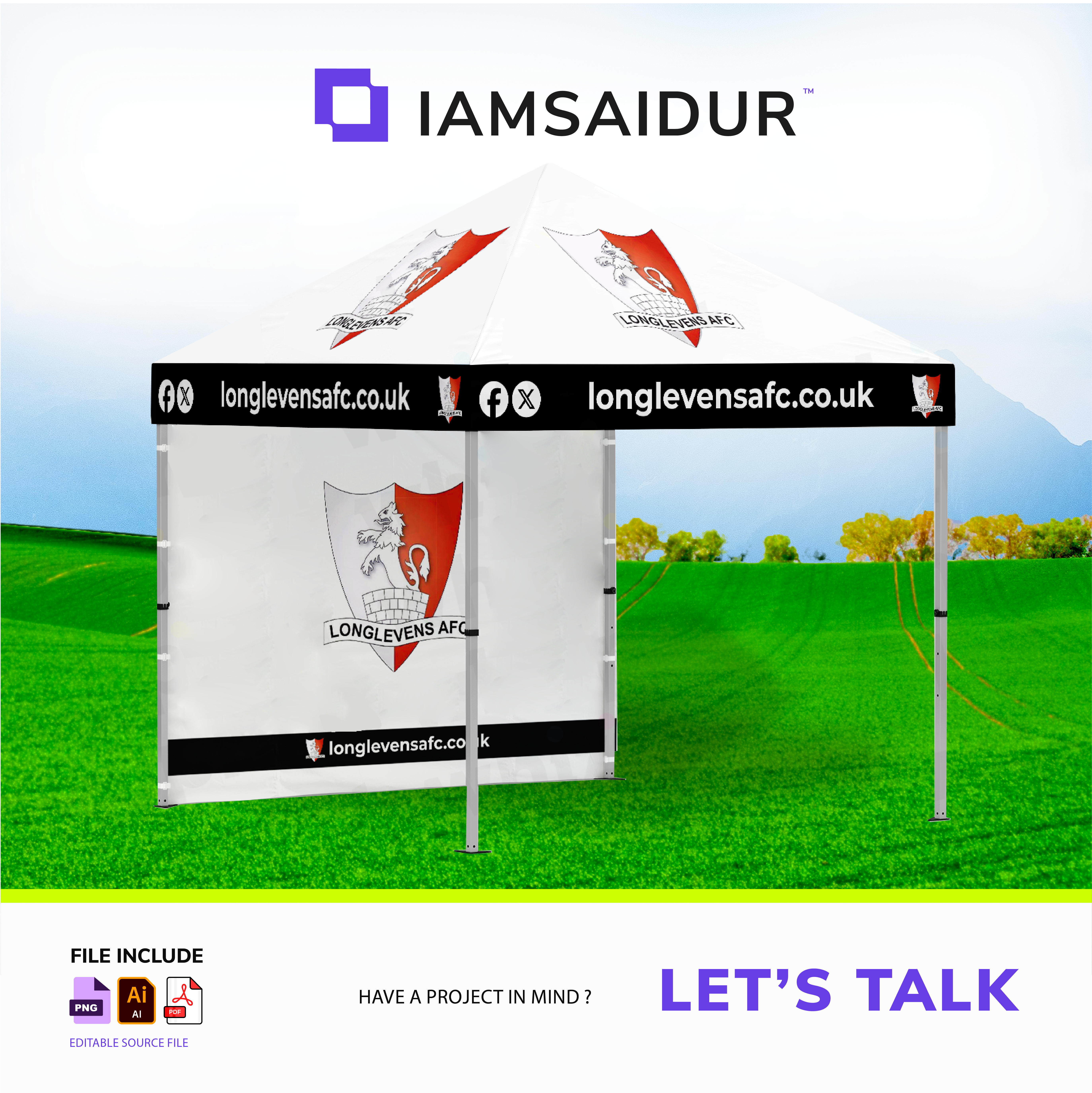 Longlevens AFC Event Canopy Branding. branding custom canopy event branding exhibition graphics graphic design outdoor marketing trade show design