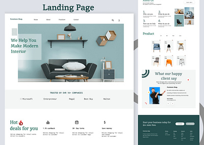 Landing Page Design for Furiture shop design figma graphic landing page mobile apps design ui uiux ux web