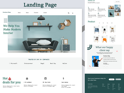 Landing Page Design for Furiture shop design figma graphic landing page mobile apps design ui uiux ux web