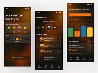 Mood tracking app exprience mobile app mobile screen mood app mood ui screen uiux