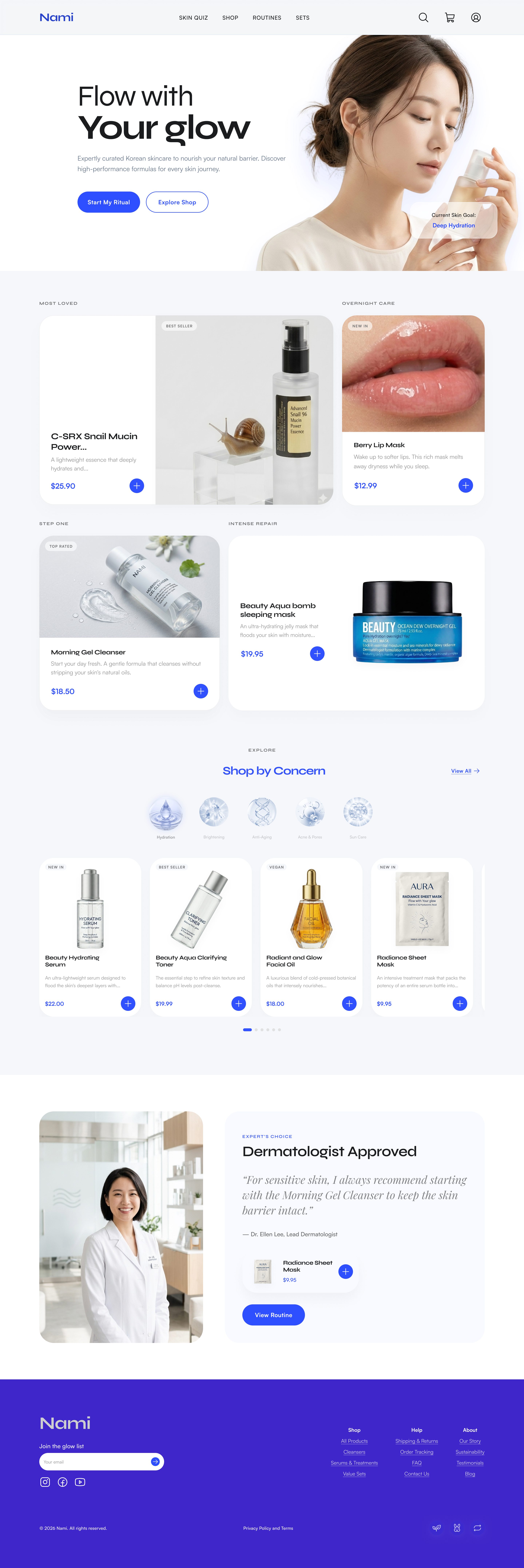 Korean Beauty E-commerce branding design e commerce graphic design typography ui ux