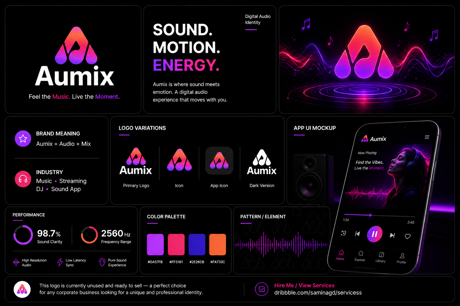 Example of Aumix Music App Logo & Brand Identity .