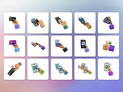 3D Hand Gestures for Payment branding design graphic design icon icons illustration ui ux