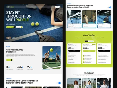 Padele - Padel Club Landing Page active lifestyle clean coaching comunity fitness health landing page modern padel padel website services sport sport padel ui ux website